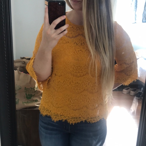 Mustard Yellow Lace Blouse - Picture 7 of 7